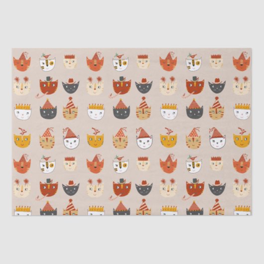 Papier Mousseline Chat de fête (Recto)