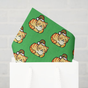 Papier Mousseline Chat de Noël Festif - Joli Chat au Chapeau de Père