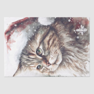 Papier Mousseline Chat de Noël mignon