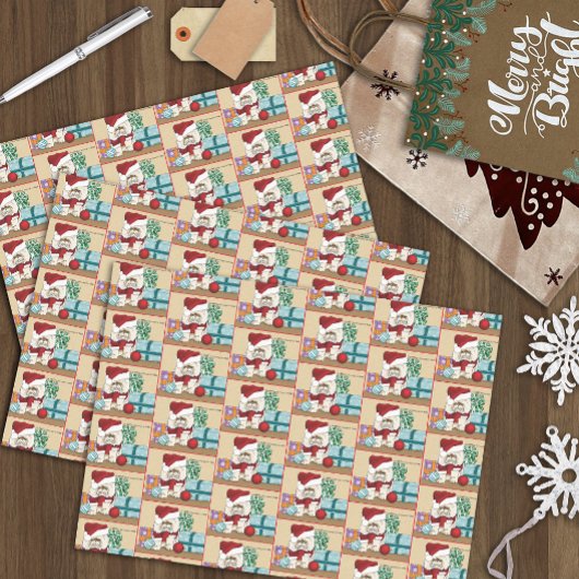 Papier Mousseline Chat de Noël Perse