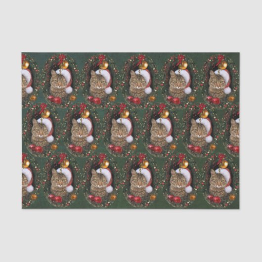 Papier Mousseline Chat de Père Noël (Recto)