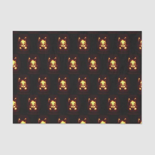 Papier Mousseline Chat d'Halloween brillant orange (Recto)