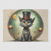 Papier Mousseline Chat drôle avec un casquette - Découpage - (Recto)