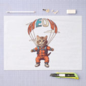 Papier Mousseline Chat drôle de parachutisme (Artisanat)