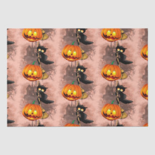 Papier Mousseline Chat effrayé par Citrouille Fun Halloween caractèr