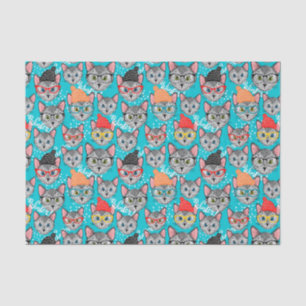 Papier Mousseline Chat en casquette