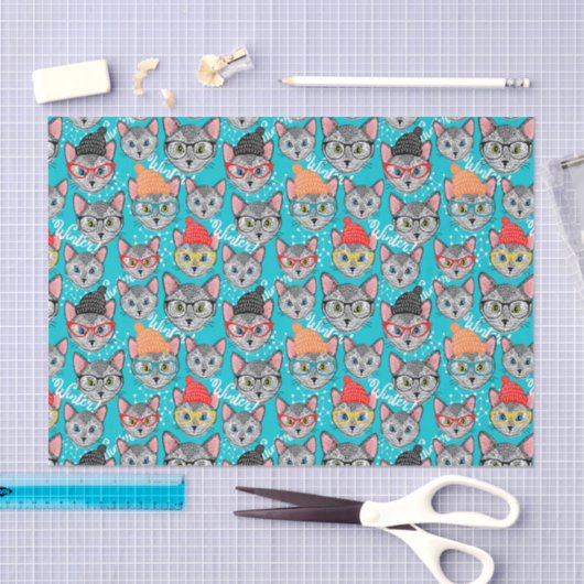 Papier Mousseline Chat en casquette (Artisanat)