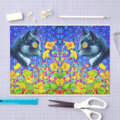 Papier Mousseline Chat en fleurs (Artisanat)