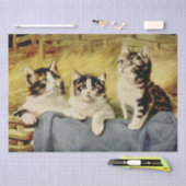 Papier Mousseline Chat Ephemera Decoupage Kittens dans la grange (Artisanat)