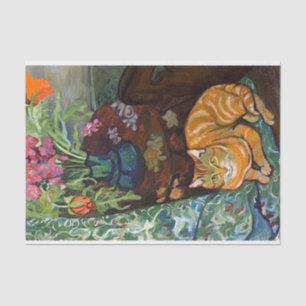 Papier Mousseline Chat et Bouquet, Suzanne Valadon