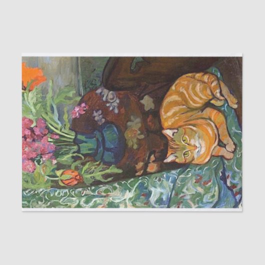 Papier Mousseline Chat et Bouquet, Suzanne Valadon (Recto)
