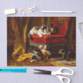 Papier Mousseline Chat et chatons Jouer avec chaise (Artisanat)