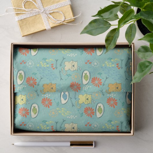 Papier Mousseline Chat et poisson amusant (Cadeau)