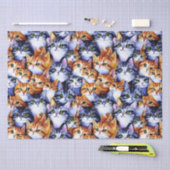 Papier Mousseline Chat face collage gingembre gris chatons chatons (Artisanat)