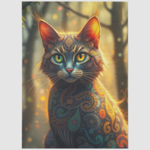 Papier Mousseline Chat Fantastique Coloré