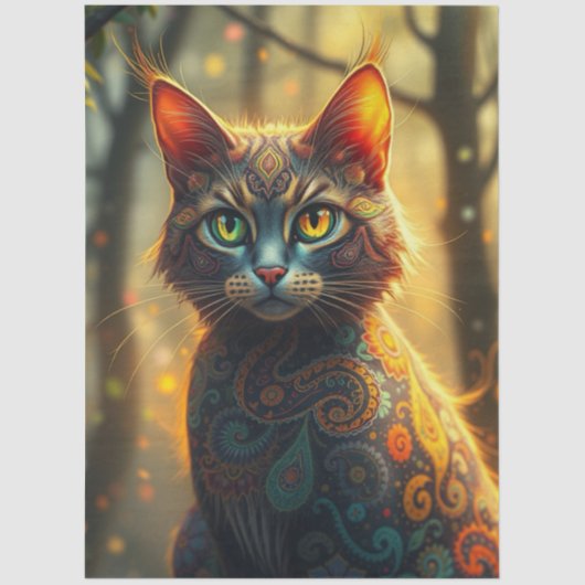 Papier Mousseline Chat Fantastique Coloré (Recto)