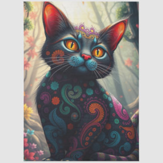 Papier Mousseline Chat Fantastique Coloré