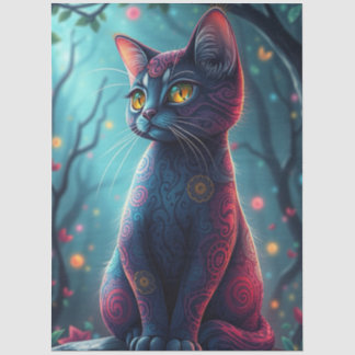 Papier Mousseline Chat Fantastique Violet
