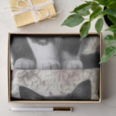 Papier Mousseline Chat floral noir et blanc Kitten (Cadeau)