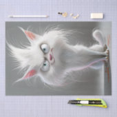 Papier Mousseline Chat fourrure blanc croustillant (Artisanat)