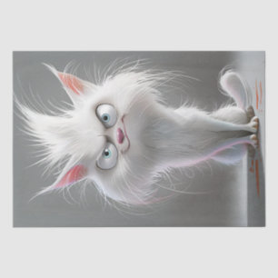 Papier Mousseline Chat fourrure blanc croustillant