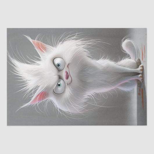 Papier Mousseline Chat fourrure blanc croustillant (Recto)
