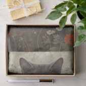 Papier Mousseline Chat gris floral (Cadeau)