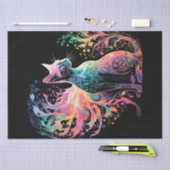 Papier Mousseline Chat Holographique Spectral : Un Prisme d'Élégance (Artisanat)