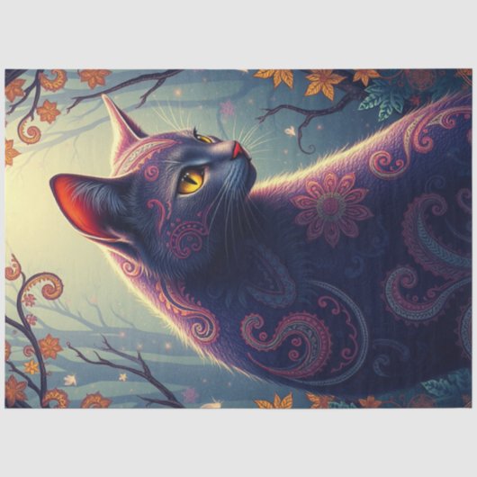 Papier Mousseline Chat Imaginaire pourpre (Recto)