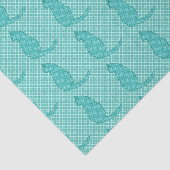 Papier Mousseline Chat japonais - Kimono turquoise (Détail)