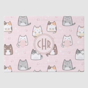 Papier Mousseline Chat Kawaii en Arrière - plan rose