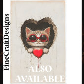 Papier Mousseline Chat Kitten En Lunettes Rouges, Coeur Rouge AQ3 Dé