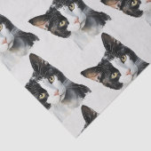 Papier Mousseline Chat Kitty blanc gris noir (Détail)