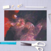 Papier Mousseline Chat Kitty Boho Violet Rouge Design d'Art Abstrait (Artisanat)