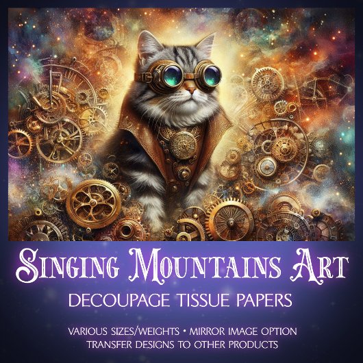 Papier Mousseline Chat mécanique cosmique Dream World Decoupage