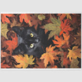 Papier Mousseline Chat noir à l'automne Feuilles 1 papier découpage (Recto)