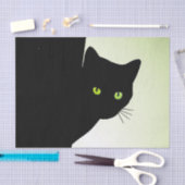 Papier Mousseline Chat noir à oreille verte (Artisanat)