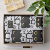 Papier Mousseline Chat noir amusant avec les grands yeux (Cadeau)