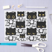 Papier Mousseline Chat noir amusant avec les grands yeux (Artisanat)