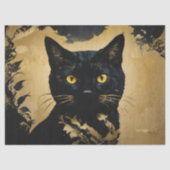Papier Mousseline Chat noir au yeux dorés découpage (Recto)