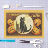 Papier Mousseline Chat noir brillant Joyeux Halloween (Artisanat)