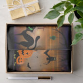 Papier Mousseline Chat noir Chat Citrouille d'Halloween grands yeux  (Cadeau)