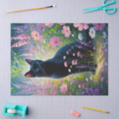 Papier Mousseline Chat noir Coloré Fleur sauvage Découpage (Artisanat)