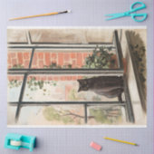 Papier Mousseline Chat noir dans une fenêtre Peinture Découpage (Artisanat)