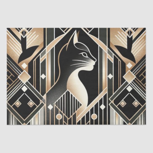 Papier Mousseline Chat noir décoratif Papier Tissu Abstrait (Recto)