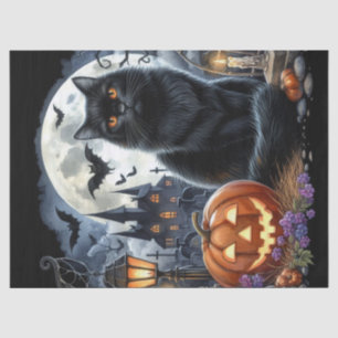 Papier Mousseline Chat noir d'Halloween découpage épouvantable