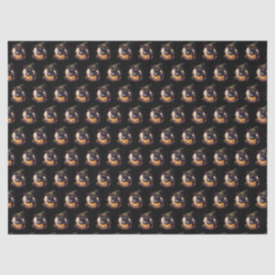 Papier Mousseline Chat noir éffrayant et orange Jack-o-lanterne