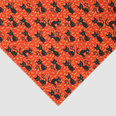Papier Mousseline Chat noir éffrayant Halloween Bats orange (Détail)