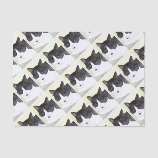 Papier Mousseline Chat noir et blanc (Recto)