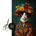Papier Mousseline Chat noir et blanc Découpage Vintage floral<br><div class="desc">Ajoutez un charme intemporel à vos projets avec cette Vintage Découpage de Chat Noir & Blanc Floral. Doté d'un chat noir et blanc impressionnant entouré de motifs floraux vintages, ce papier de tissu est idéal pour le découpage, le scrapbooking et l'habillage cadeau élégant. Parfait pour les amateurs de déco antique...</div>